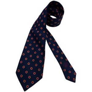 DUNHILL Navy/Red Polka Dot Silk LUXURY Tie ENGLAND